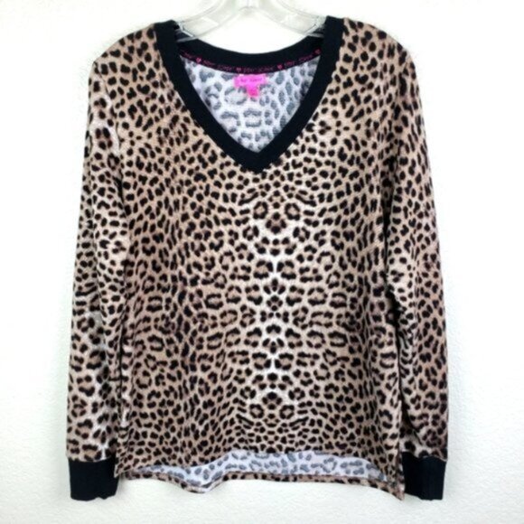 Betsey Johnson Animal Print Cheetah Pullover Long sleeve Top size M - Picture 1 of 11